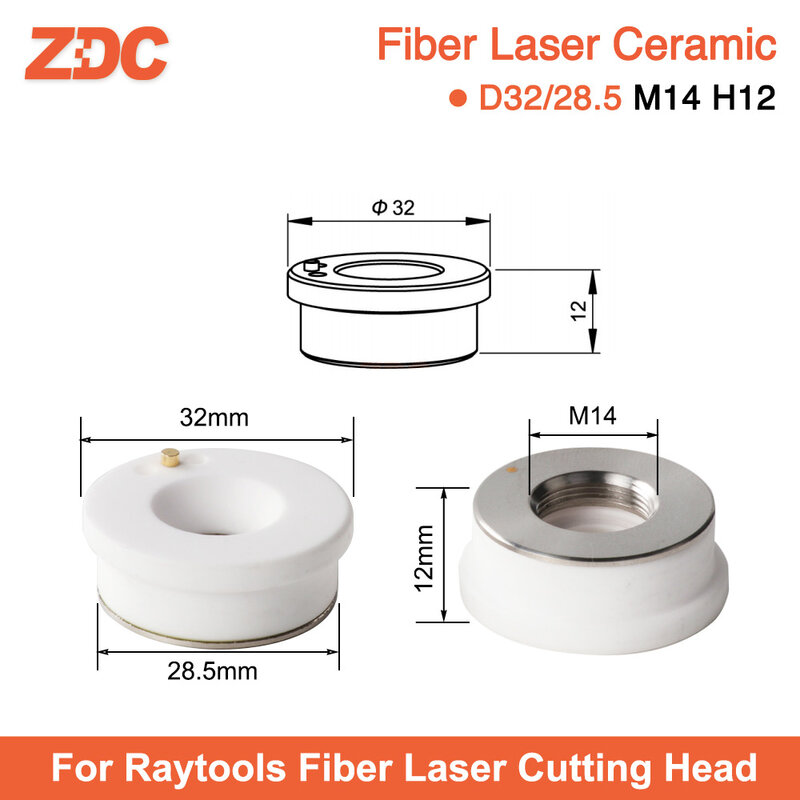ZDC d32 mm M14 Raytools-Anillo de cerámica láser de fibra Empower, cabezal láser para Bodor/Han Glorystar AK270 BT230 BT240
