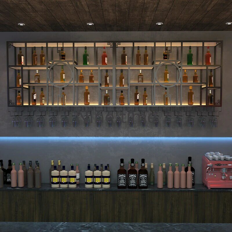 ตู้วางไวน์ขวดติดผนังสำหรับร้านเสริมสวยที่วางเหล้าบาร์ตู้ร้านอาหารเล็ก Barra de Vino เฟอร์นิเจอร์โรงแรม