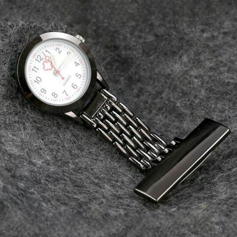 Reloj de bolsillo luminoso portátil para enfermera, solapa de acero inoxidable, movimiento de cuarzo, oro de alta calidad, accesorio de vestir de moda Unisex