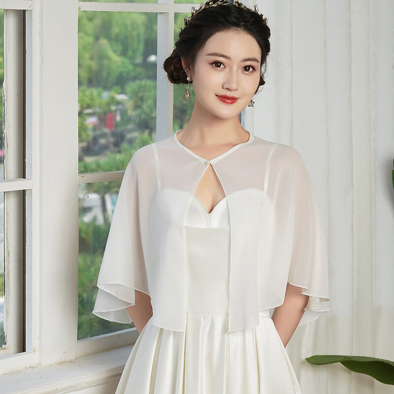Chal de gasa con protección solar para mujer, cárdigan corto fino, capa de encaje, con perlas, estilo coreano, primavera y verano