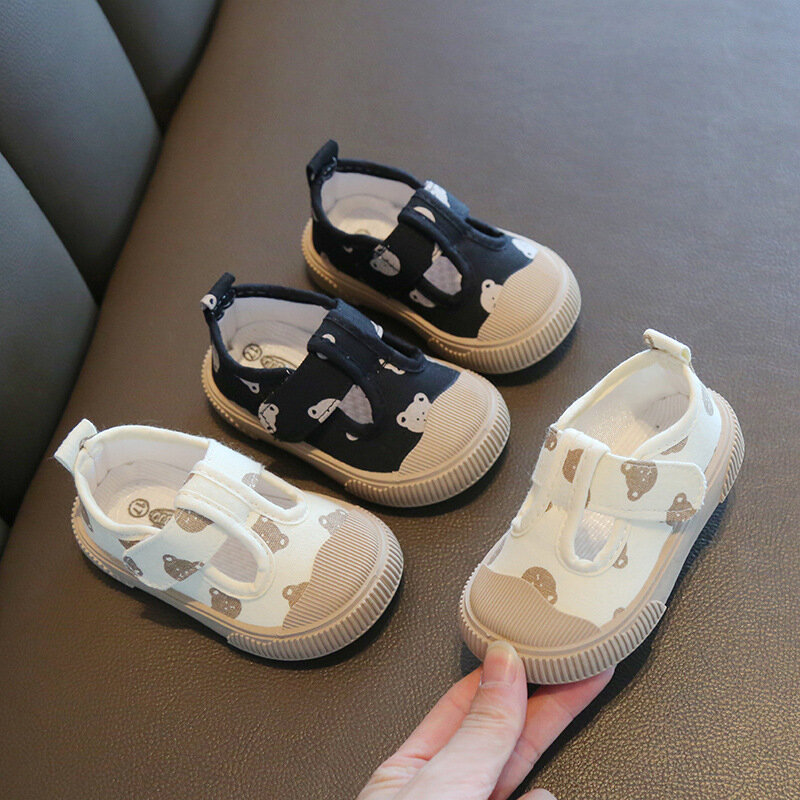Baby First-Walking Shoes, Kid's Cartoon Soft-Soled, Toddler, Infantil, Meninos, Meninas, Soft Sole, Antiderrapante, Lona, TPR