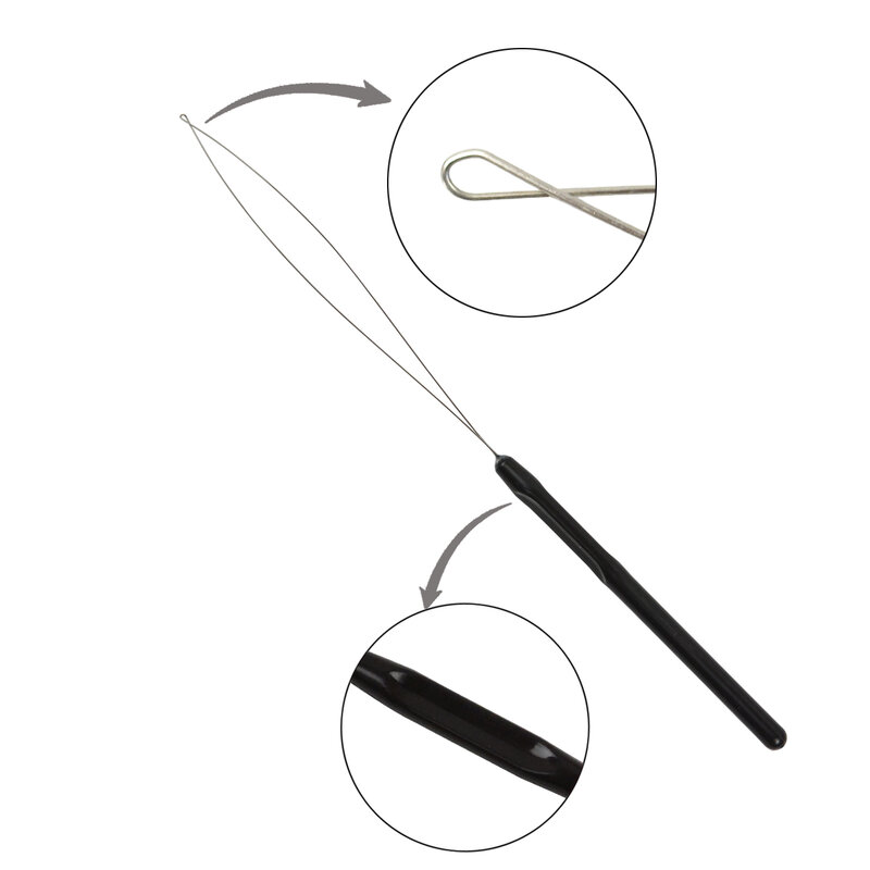 10 Pcs Hair Extensions Loop Naald Trekken Hook Tool Naald Threader Loop Tool Voor Siliconen Microlink Kralen