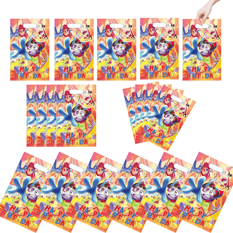 Conjunto de bolsas de regalo de circo Digital para niños, decoración de bolsas de dulces para fiesta de feliz cumpleaños, bolso de mano para niños, suministros para niños