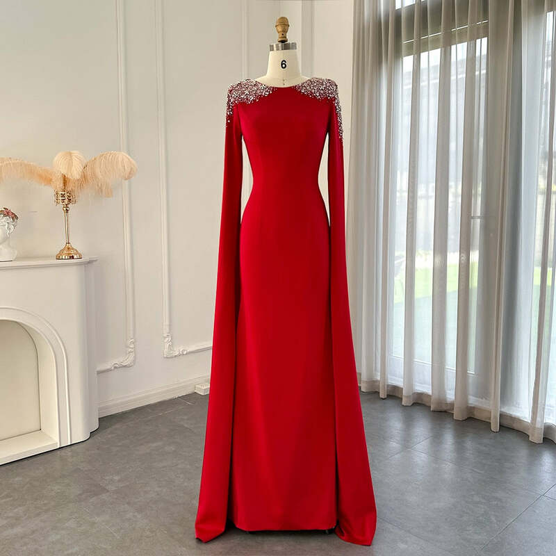 Olis arabska nago syrenka długa peleryna luksusowa suknia wieczorowa sukienka 2024 panie wesele przyjęcie la biała czerwona