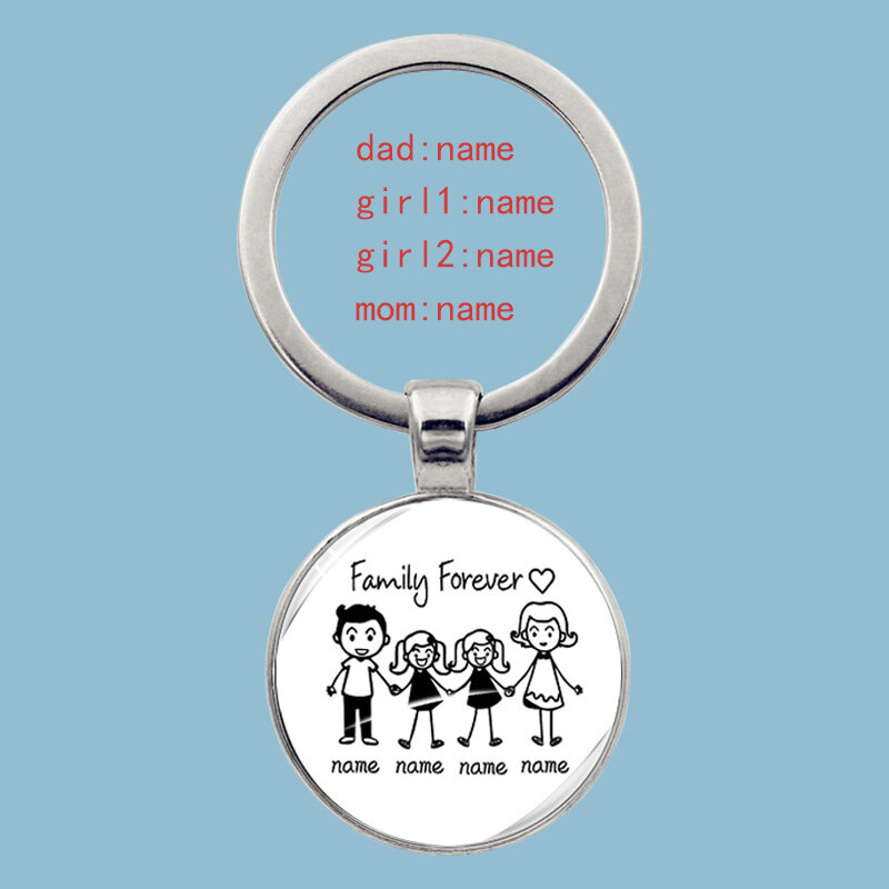Cute Family Keychain Forever Family Beautiful Family Key Pendant Birthday Baptism Gift School Event Souvenirs Can Be Customized