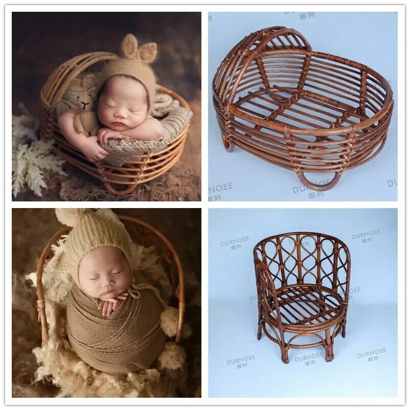 Chaise de photographie pour nouveau-né, panier rétro, conteneur de lit pour bébé, accessoires de studio de prise de vue