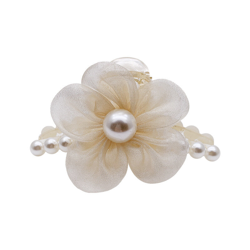 Pinza de perlas de flores de Corea del Sur para atrapar el pelo de súper Hada, horquilla de tiburón, accesorios para el cabello, novedad de 2022