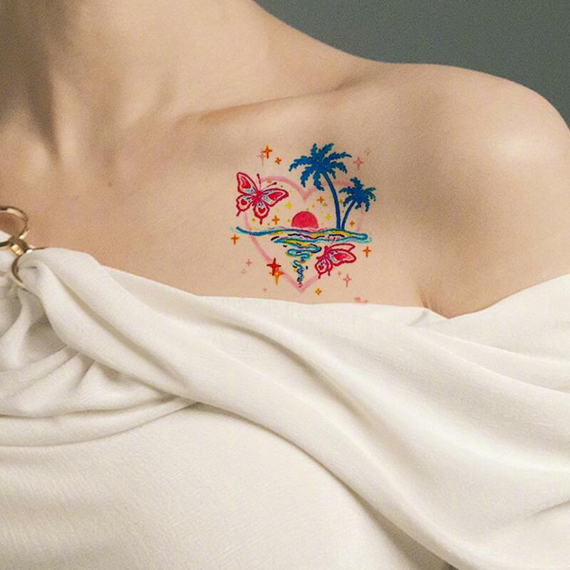 Pegatina de tatuaje temporal, tatuaje mágico a prueba de agua de mariposa colorida, dura hasta 15 días, tatuaje falso, tatuaje semipermanente