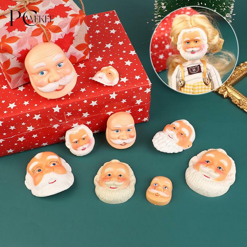 Mini Santa Claus Full Face Mask Christmas Dollhouse Doll Santa Mask Hair Beard Cartoon Funny Santa Doll House Decor Toy