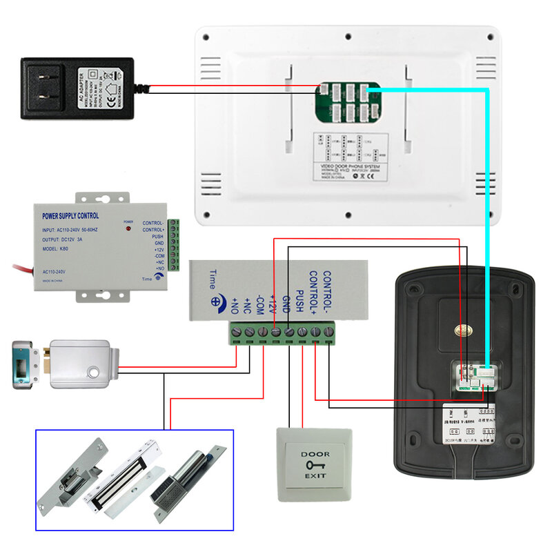 Smart Tuya Video Doorbell, 7 Polegada Monitor, WiFi, campainha ao ar livre, interfone IP65 à prova d'água, desbloqueio de cartão indutivo, câmera do telefone