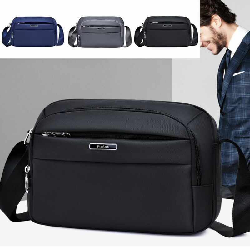 Grote Capaciteit Heren Handtas Mode Draagbare Rits Schoudertas Nylon Comfortabele Messenger Bag