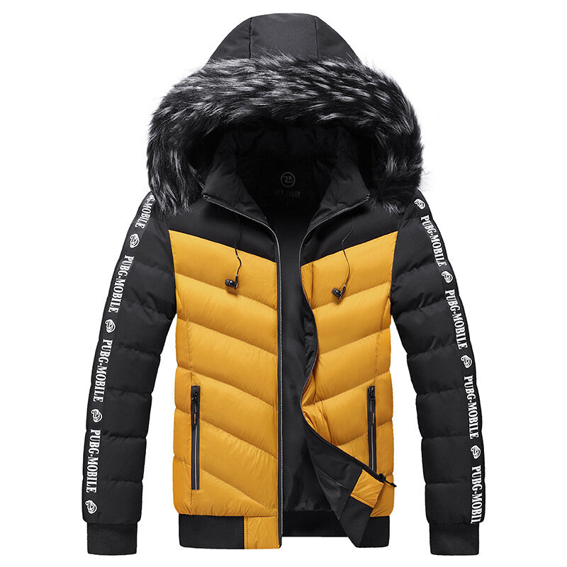 청소년 공원 캐주얼 따뜻한 두꺼운 방수 모피 칼라 후드, 슬림 대비 고품질 재킷, 겨울