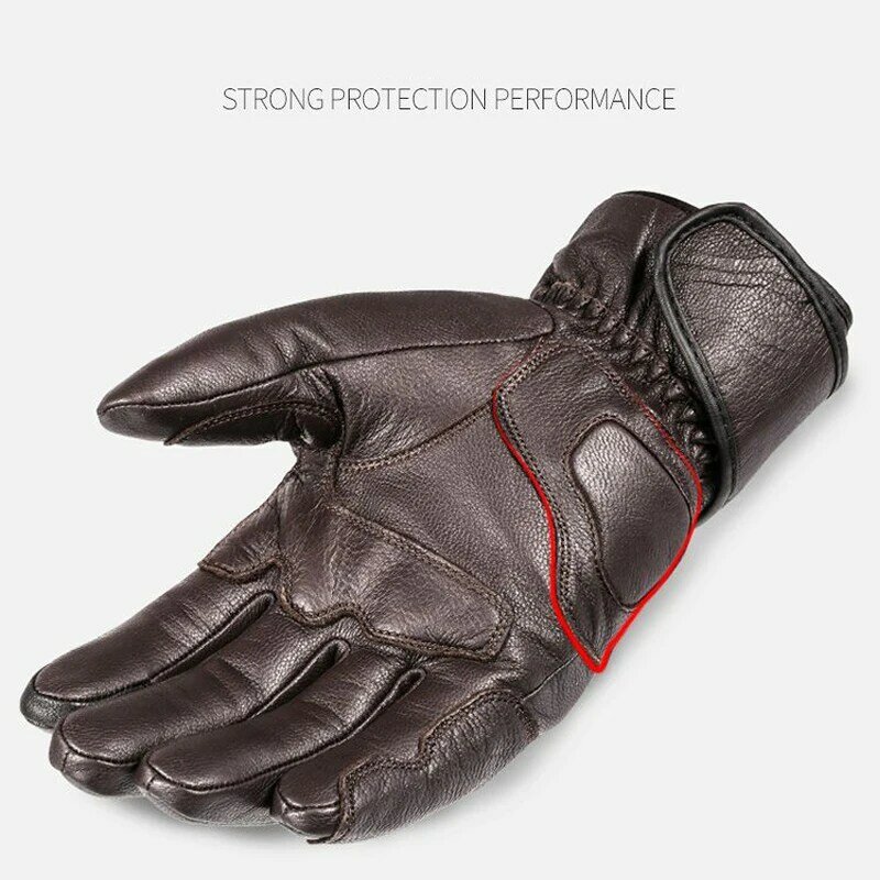 Motorhandschoenen Winter Waterdichte Lederen Handschoenen Voor Mannen Thermisch Warm Binnenste Touchscreen Motor Mtb Fiets Rijhandschoenen