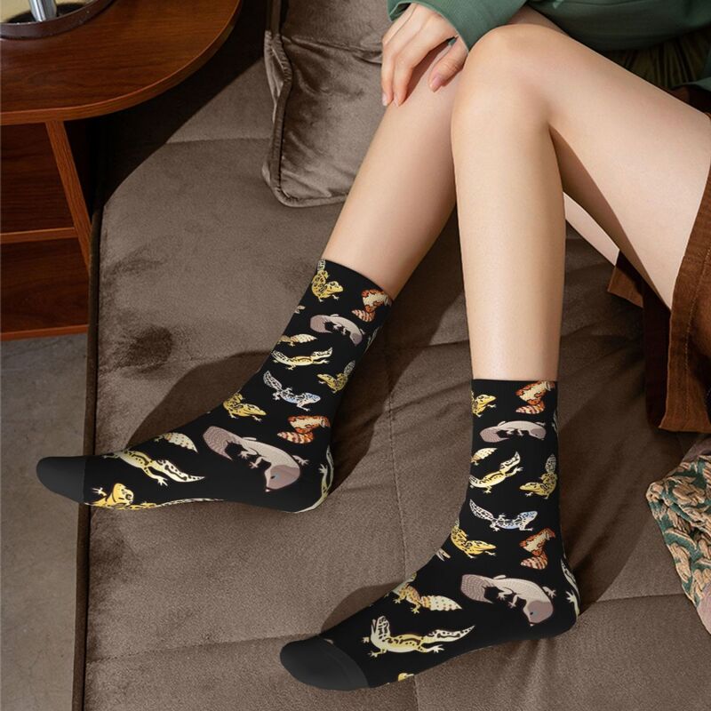 Chub-Calcetines Geckos en gris oscuro para hombre y mujer, medias Harajuku de alta calidad, calcetines largos para todas las estaciones, accesorios para regalos