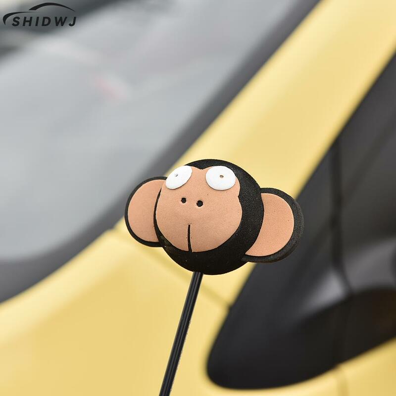 1PC dibujo animado adorable y divertido animales bolas de antena de espuma de EVA aérea Toppers decoración para techo de estilo de coche de mono pato
