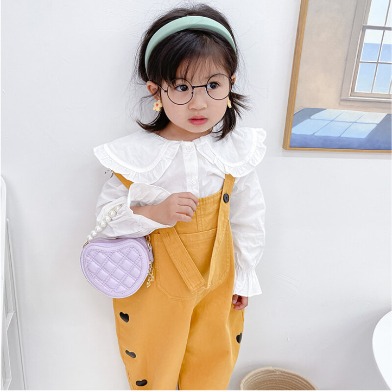 Dompet Kulit Anak-anak dan Tas Tangan Tas Selempang Mini untuk Anak Perempuan Tas Kurir Hati Tas Tangan Tote Mutiara Balita