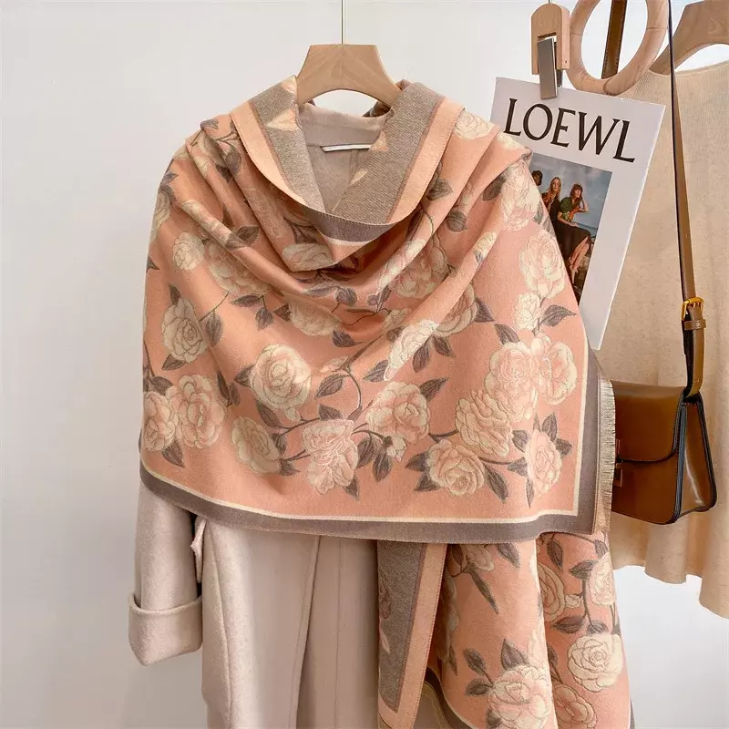 2022 роскошный брендовый кашемировый шарф для женщин Модное теплое зимнее одеяло толстая шаль накидка бандана Женская Пашмина шарф пончо