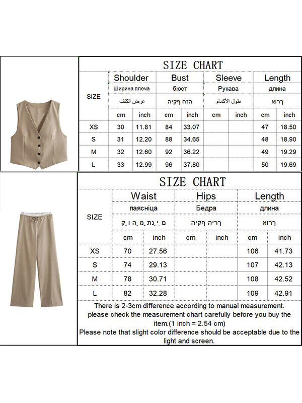 Traf Spring Summer Two Piece Set For Women Fashion Single Breasted Tank Top 2024 New In Matching High Waist Wide Pants OL Set