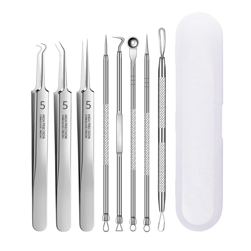 Acne Blackhead Removal Kit Stainless Steel Acne Blemish Pimple Extractor Remover Needles Professional Face Skin Care Clean Tools