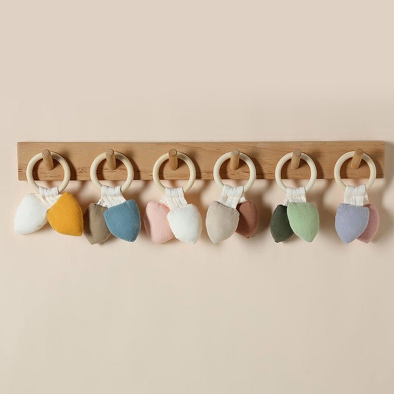 Hochet mentaires oriel molaire en coton pour nouveau-né, anneau en bois, jouets de dentition, bracelet, poignée, secouage, nouveau