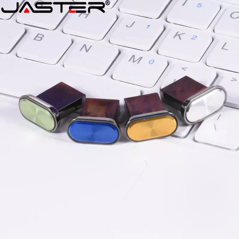 JASTER-Mini clé USB à bouton métallique, clé USB haute vitesse, clé USB étanche, stockage externe argenté, 64 Go, 32 Go