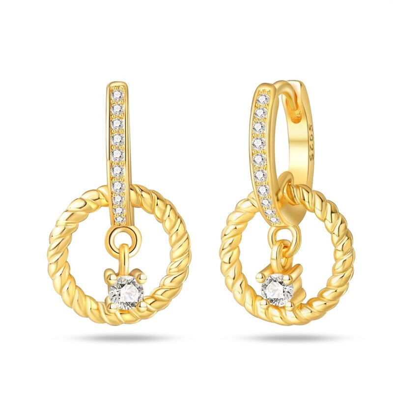 Orecchini geometrici circolari in argento Sterling 925 con osso di serpente in oro per accessori di gioielli di moda da sposa da donna