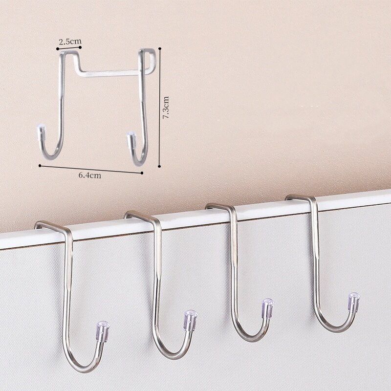 Double S-shaped 304 Stainless Steel Silver Hooks without Punching Multi-purpose Kitchen Dormitory Kitchen Hanger