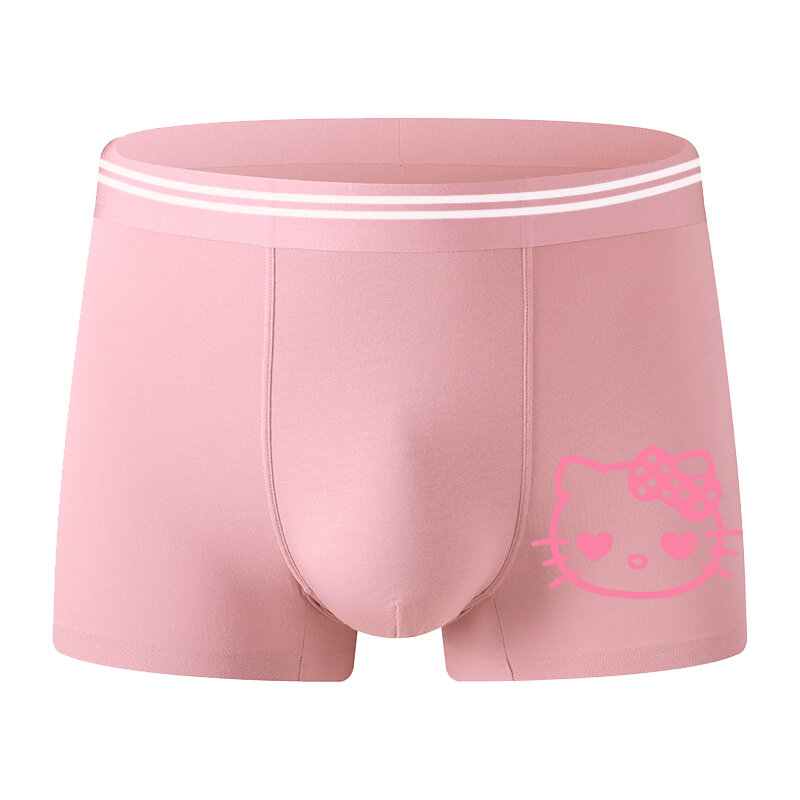 Hello Kitty Couple Underwear Women Fun Slippery Sexy Thong T Shirt Men Underwear Traceless Pure Cotton Cartoon Girl Accessories
