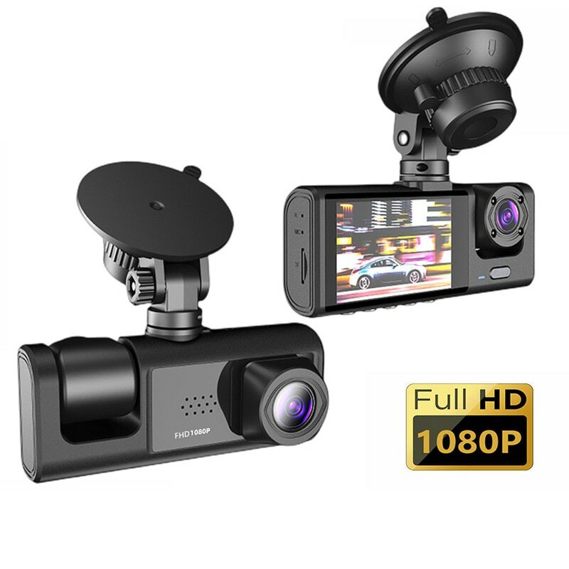 Dash Cam mit/ir Nachtsicht-Loop-Aufnahme und 2 "IPS-Bildschirm 1080p 3 Kamera