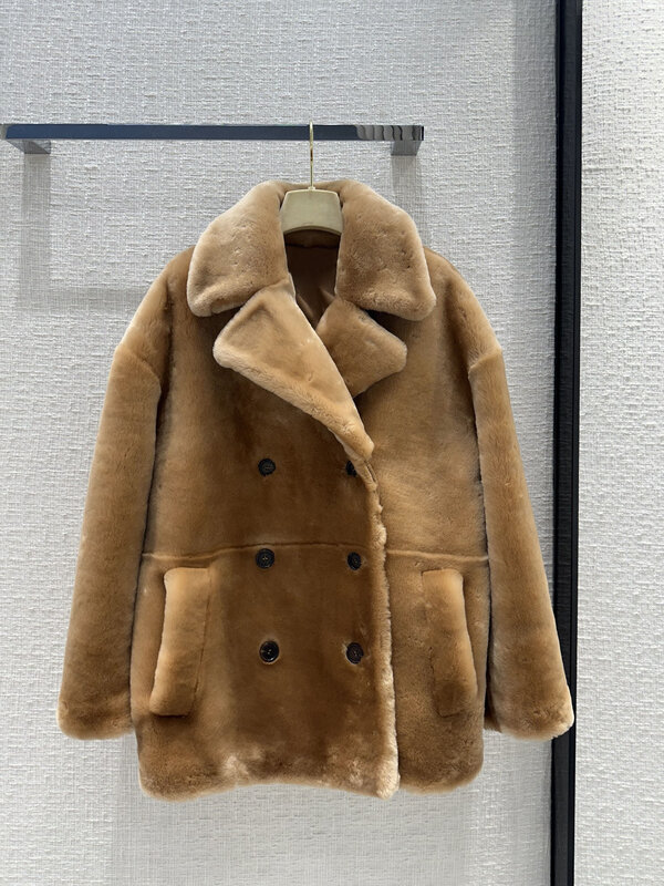 Wool fur coat double-breasted design casual fashion 2024 fall new hot 0103