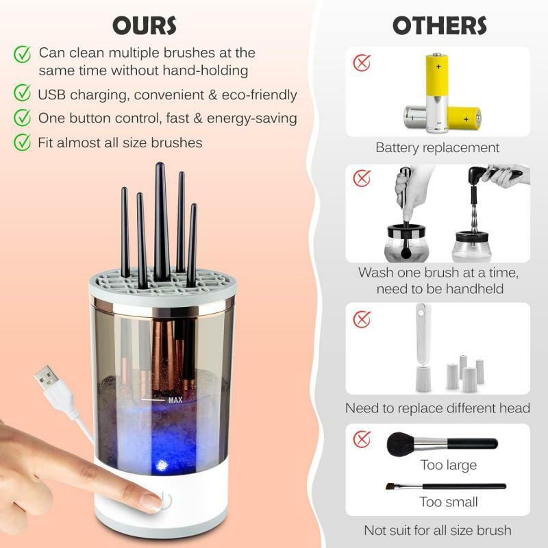 Women Eye Shadow Brush Cleaning Tool Portable Electric Makeup Brush Cleaner Machine Usb Charging Cosmetic Brush Automatic Wash