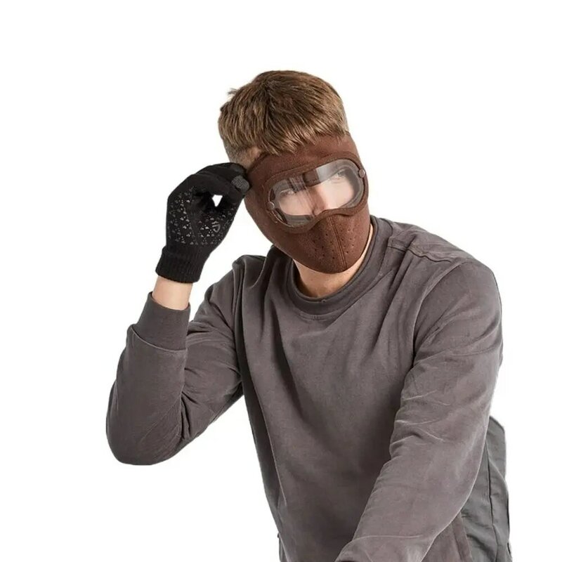 Fleece Ski Maskers Ademende Stofdichte Winddichte Oorkappen Masker Gezichtsbescherming Anti Mistlens Bescherming Wollen Gezichtsmasker Man