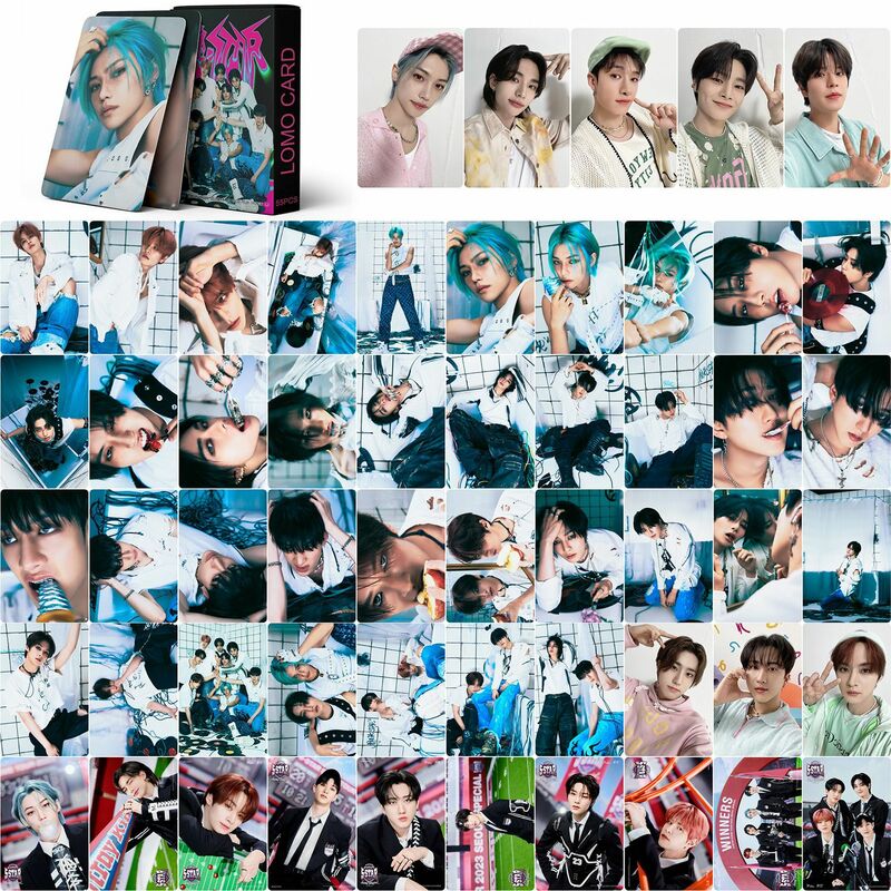 Kpop photocard Rock Star อัลบั้ม5ดาวของ hyunjin Felix bangchan LOMO การ์ดพิมพ์ภาพถ่ายชุดการ์ดสำหรับแฟนๆ55ชิ้น