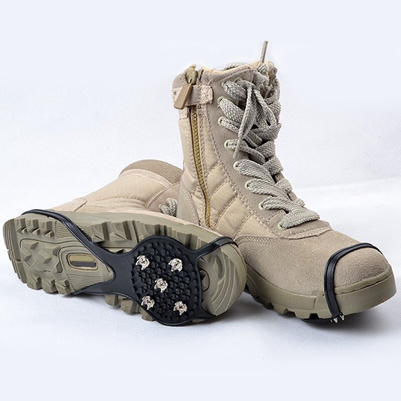 Tampa de sapato antiderrapante com pinça de borracha, sapatos de neve gelada, picos sobre sapato, grampo de tração de bota, calçados de caminhada e escalada