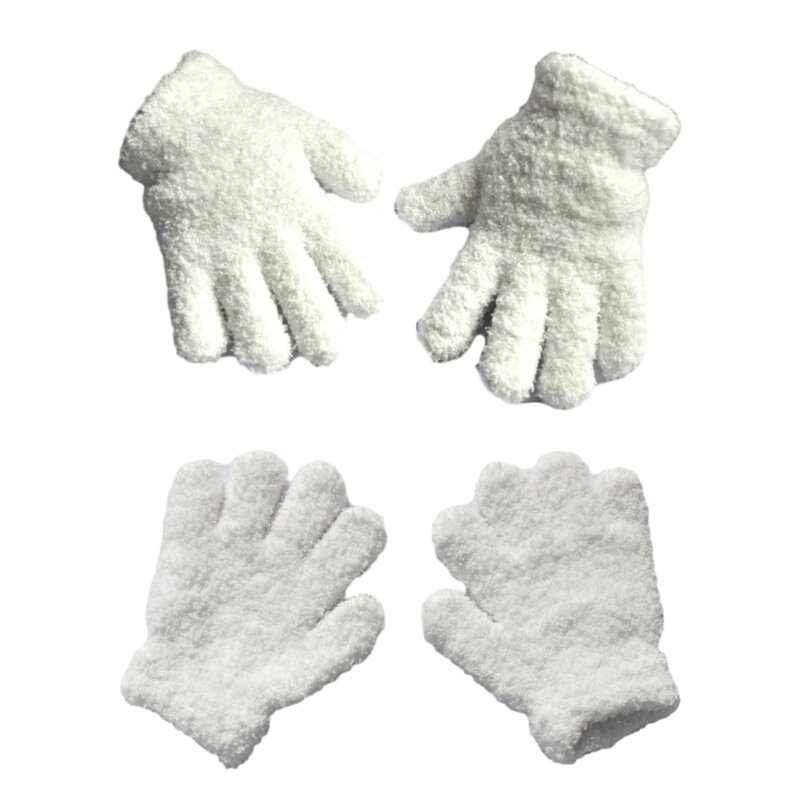 Зимние милые флисовые лыжные перчатки для мальчиков и девочек, ветрозащитные варежки с эластичными манжетами, 449B