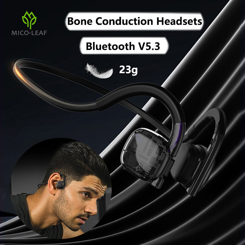 Real condução óssea fones de ouvido bluetooth 5.3 fones de ouvido sem fio à prova d' água esportes fone de ouvido com microfone para exercícios em execução de condução