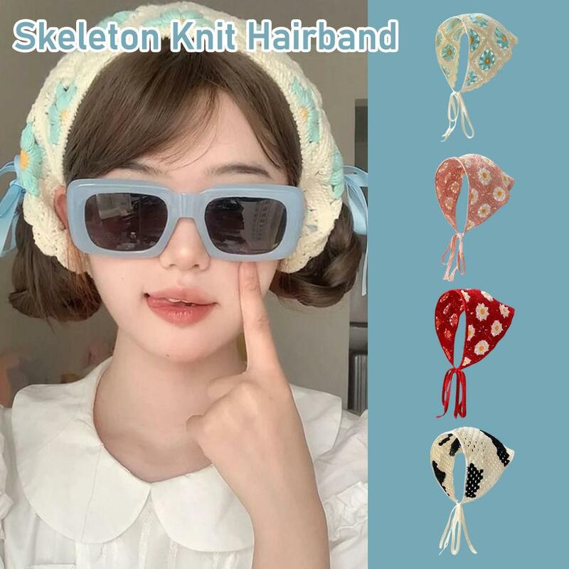Sweet Knitted Triangle Scarf Bohemian Style Women's Beach Headdress Scarf Headband Accessories Girl Trend Turban Hair D8B3