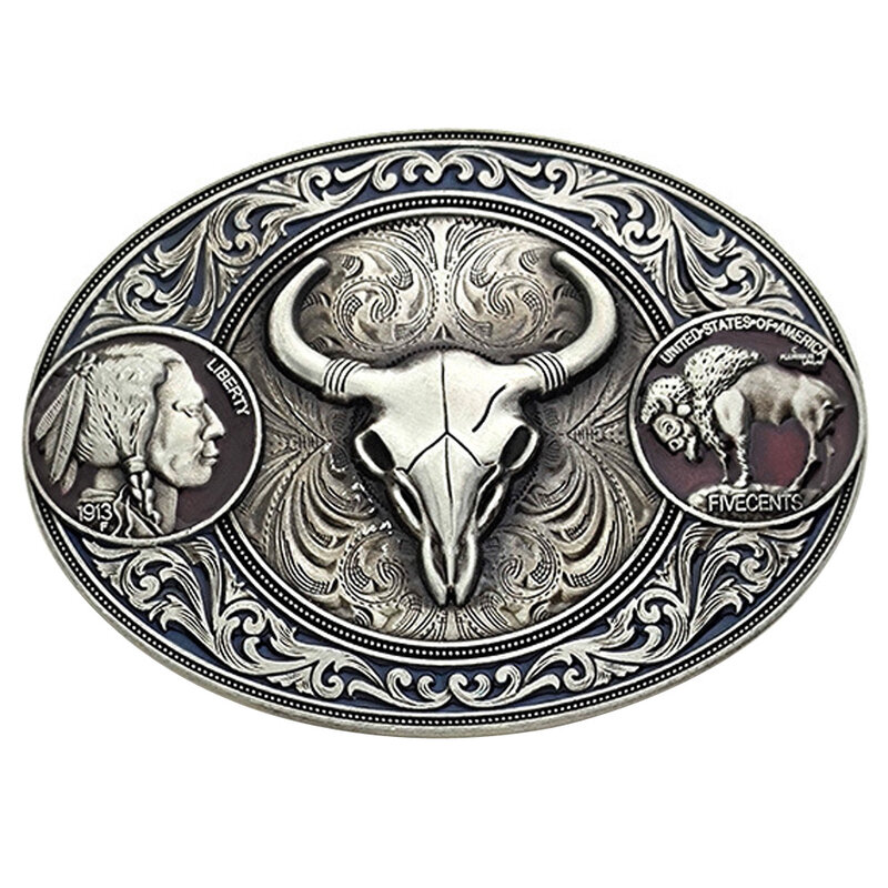 Cheapify – boucle de ceinture pour hommes, style Cowboy occidental, avec crâne, vache, rétro, sculptée, livraison directe