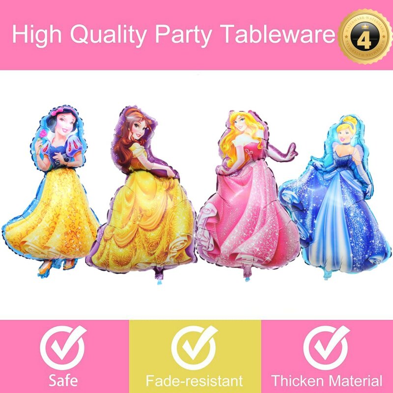 Disney Princess Birthday Party Decoration Kids Disposable Tableware Backdrops Balloons Baby Shower Girls Birthday Party Supplies