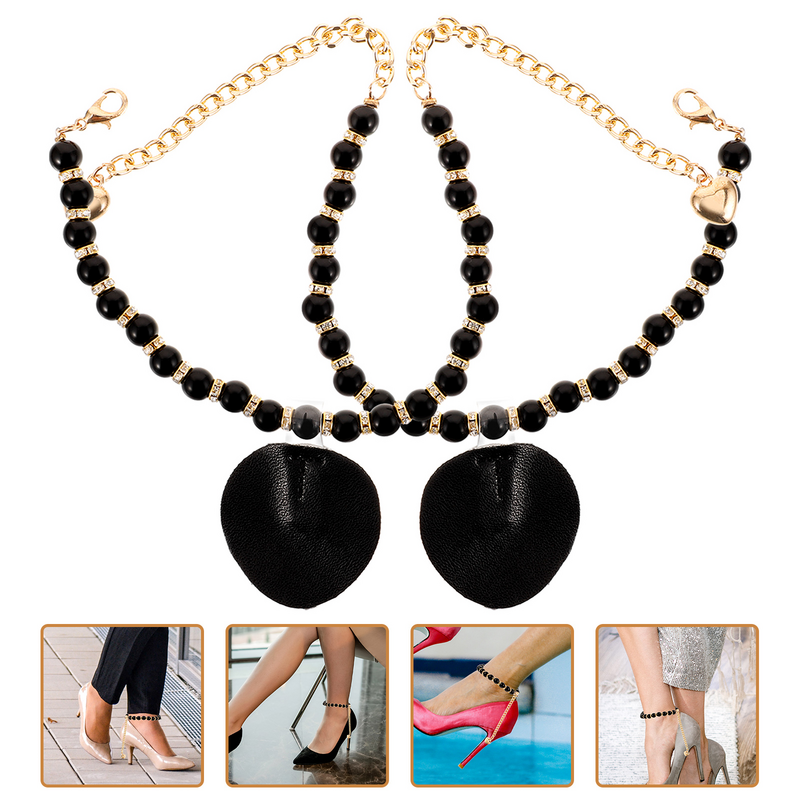 2 pezzi lacci con catena di perle décolleté da donna cinghie di ricambio per tacchi scarpe larghe in lega di zinco con