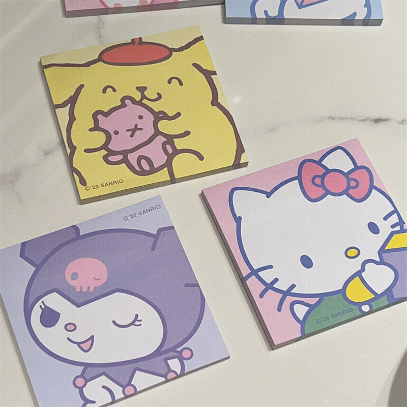 Anime niedlich Hallo Kitty Notizblock Kawaii Cartoon Student meine Melodie Pompon purin Kuromi Haft notiz Spielzeug für Mädchen