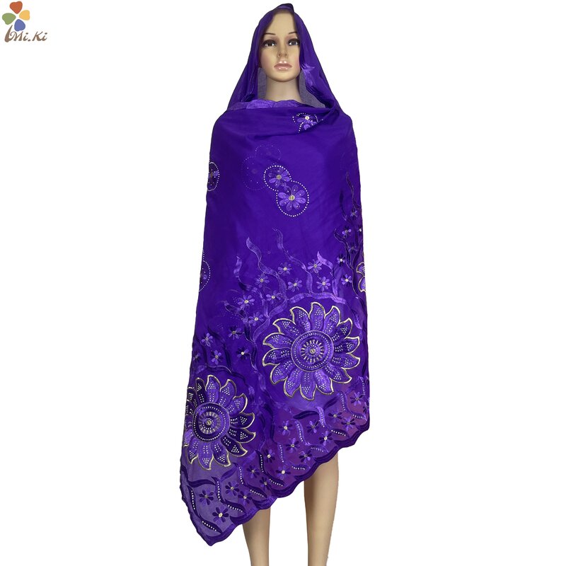 Bufanda de algodón suave para mujer musulmana, pañuelo africano bordado con diamantes, diadema islámica de Dubái de alta calidad, novedad de 2024