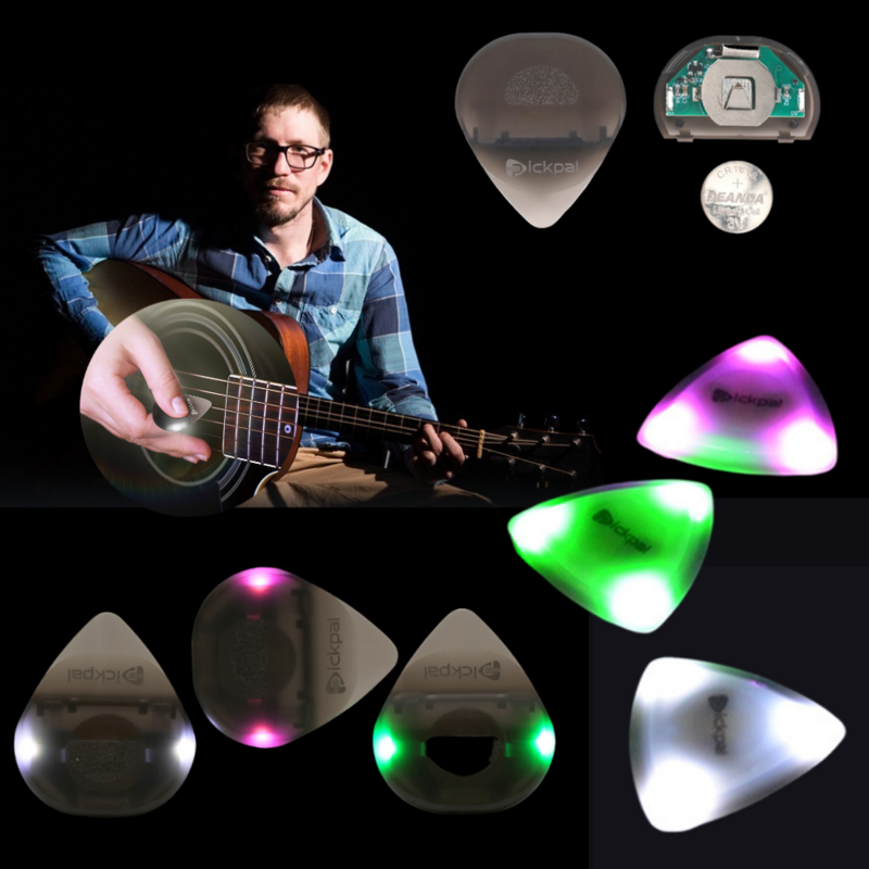Pick gitar bercahaya, dengan lampu LED sensitivitas tinggi, instrumen bersenar anti selip untuk gitar elektrik Bass
