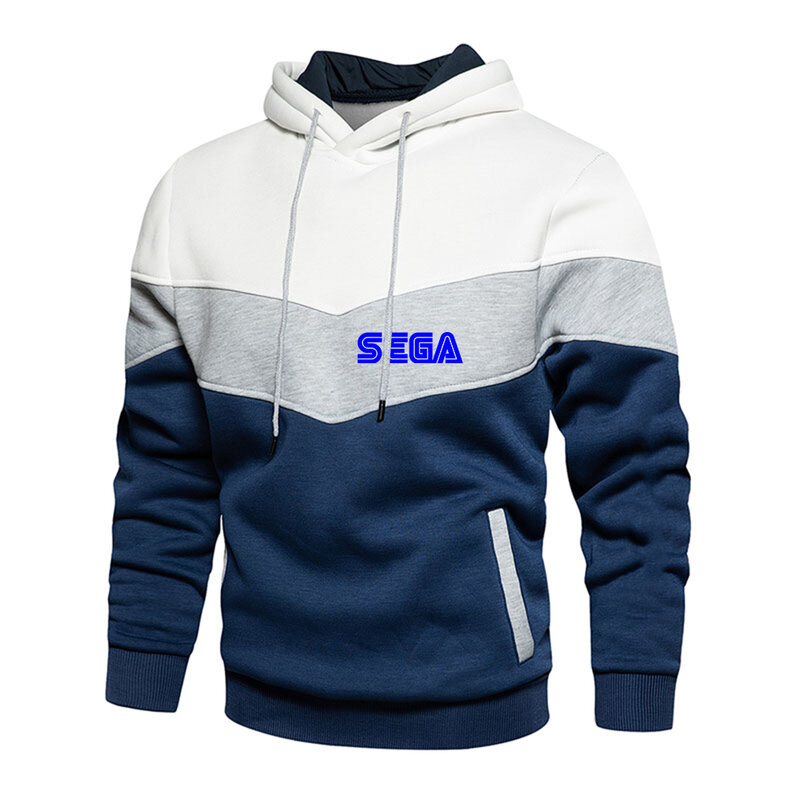 Sega-Sudadera con capucha para hombre, suéter informal con estampado de tres colores, costura de retales, nuevo modelo, primavera y otoño, 2023