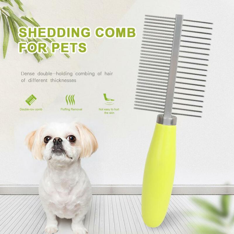 Double Row Pet Grooming Brush, Pente de depilação para gatos e cães, Ferramentas suaves, Pet Supplies, 2 lados