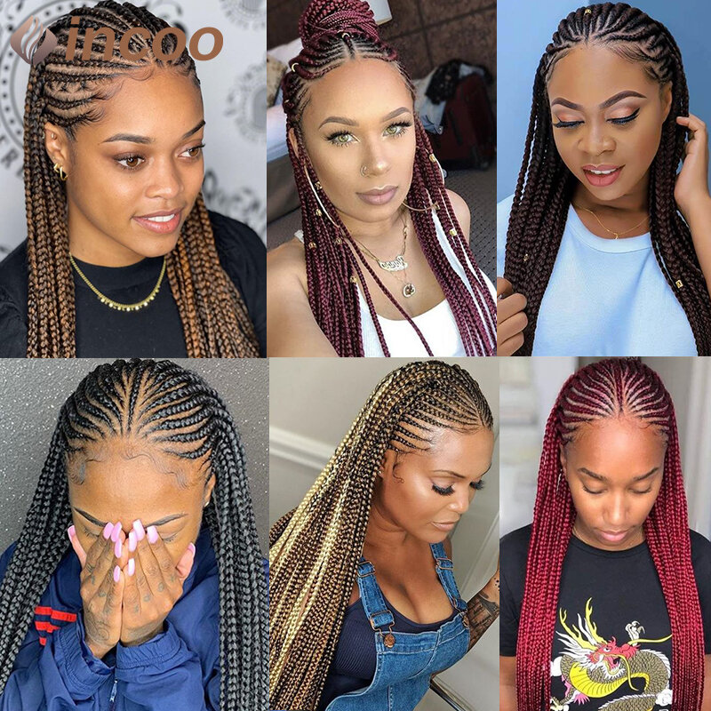 36 inch Long Cornrow Braids Wig Synthetic Box Braid Wig 13X8 Deep Part Lace Front Wig Knotless Braided Wigs For Black Women