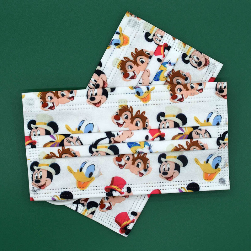 Masque buccal jetable Disney pour enfants et adultes, 10/200 pièces, à la mode, imprimé de dessin animé, Mickey blanc, pour garçons et filles