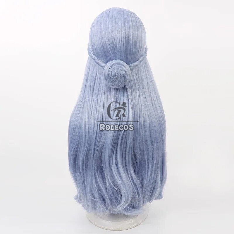 ROLECOS-pelucas de Cosplay Honkai: Star Rail Robin, pelo largo y ondulado de 80cm, color azul claro, pelo sintético resistente al calor para Halloween