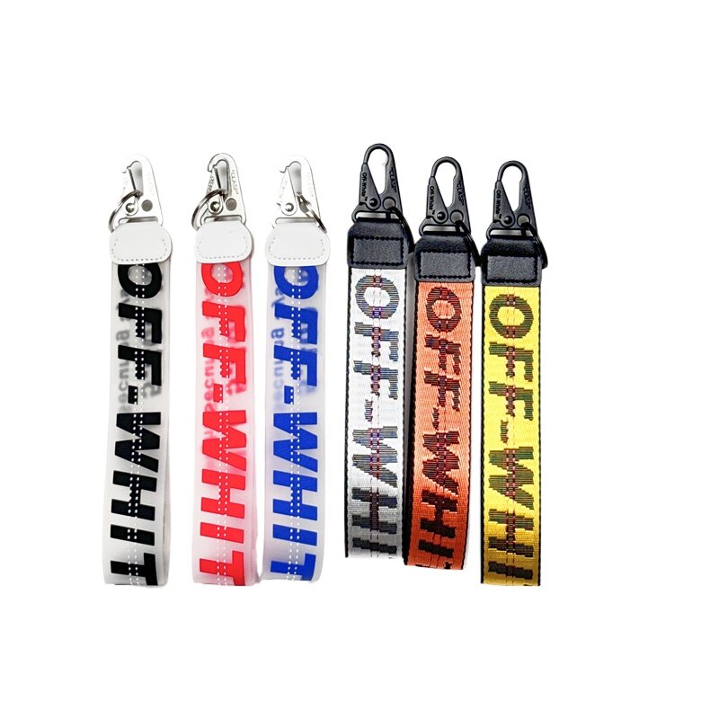 Off New Keychain White European and American Trend Embroidery Canvas Logo Pendant Denim Accessories Luggage Camera Pendant Gift