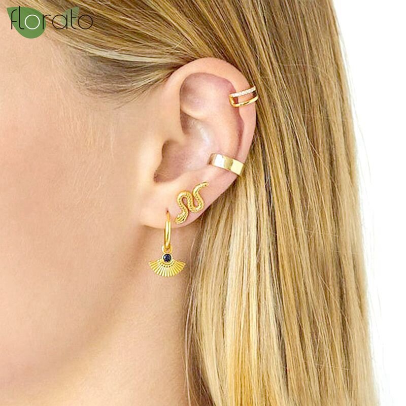 925 Sterling Silber Nadel Schlange Vintage Gold Ohrringe für Frauen Zarte Tier Stud Ohrringe Partei Hohe Qualität Luxus Schmuck